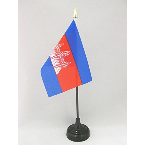 AZ FLAG Cambodia Table Flag 4x6 in 100D Polyester Plastic Base 15x10 cm