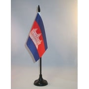 AZ Flag Cambodia Table Flag 4x6 in 100D Polyester Plastic Base 15x10 cm