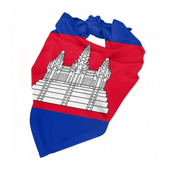 Cambodian Flag Dog Bandana Dog Scarf Adjustable Bib Handkerchief Accessories For Small Medium Large Dogs