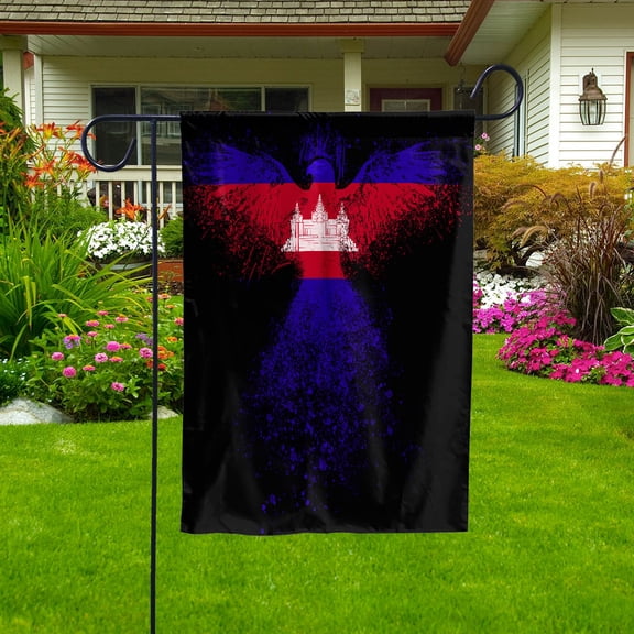 Cambodian Flag With Eagle Painting - Proud Cambodia Garden Flag (11.5x17.5) Double-Sided Decorative Polyester Indoor/Outdoor Flag