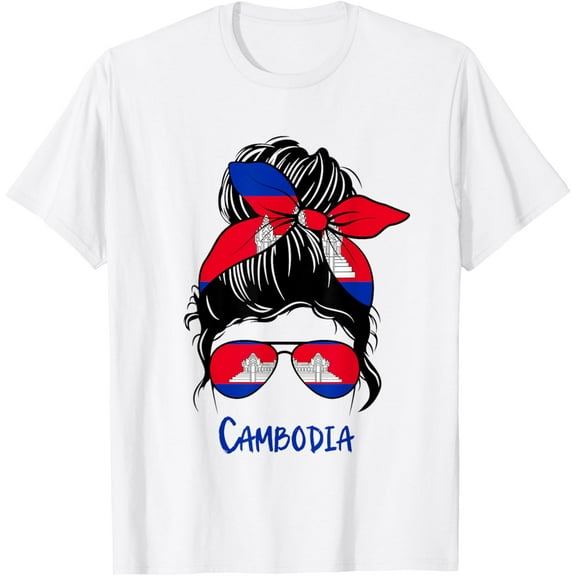 Cambodian Girl Cambodia girl Khmer woman flag T-ShirtMen and women, White T-shirt, size: Extra large