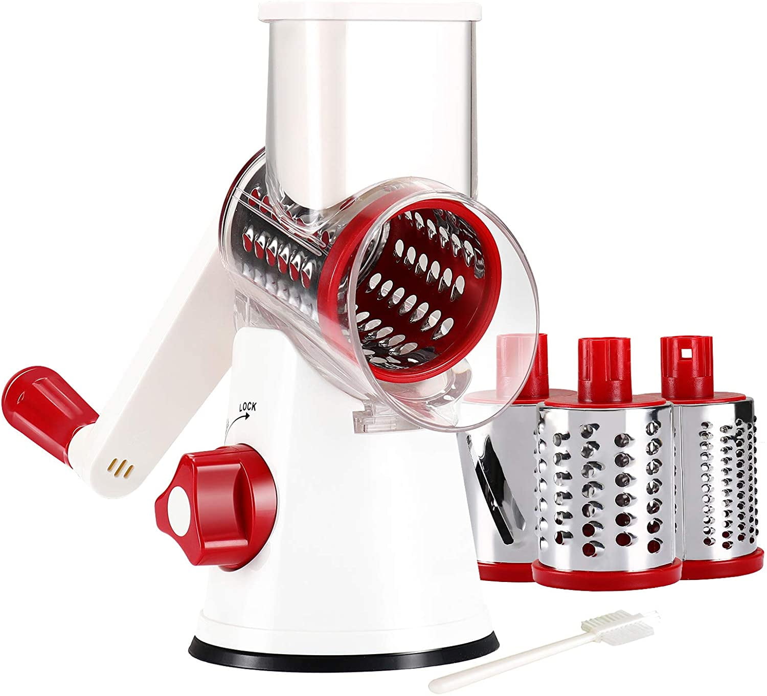 Ktinnead Cheese Grater Rotary, 3 in 1 Cheese Grater with Handle