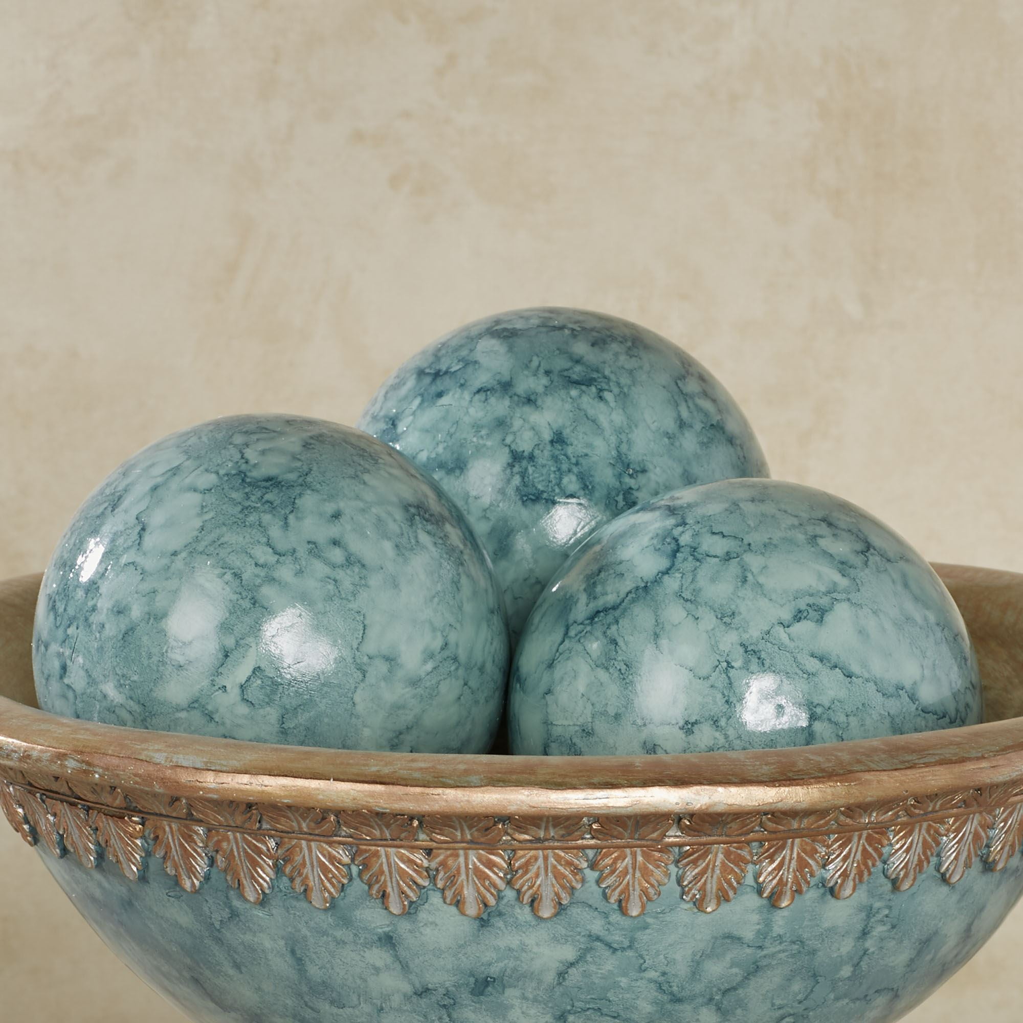 Cambria Aqua Marbled Orbs Sphere Balls 4 inches diameter for