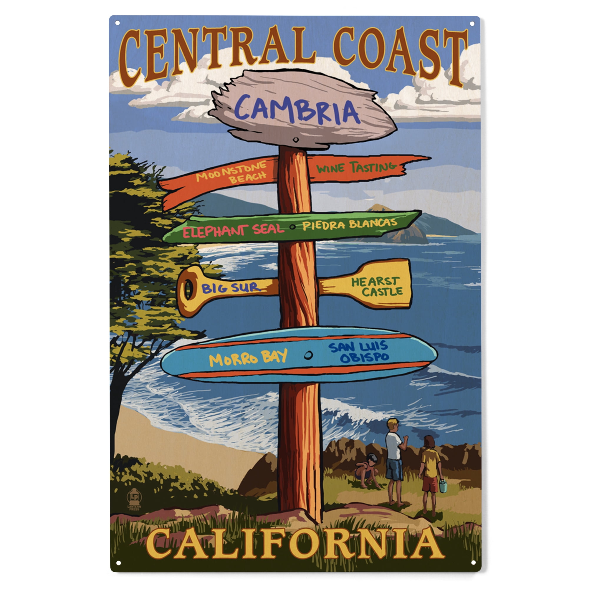 Cambria, California, Central Coast, Destinations Sign Birch Wood Wall ...