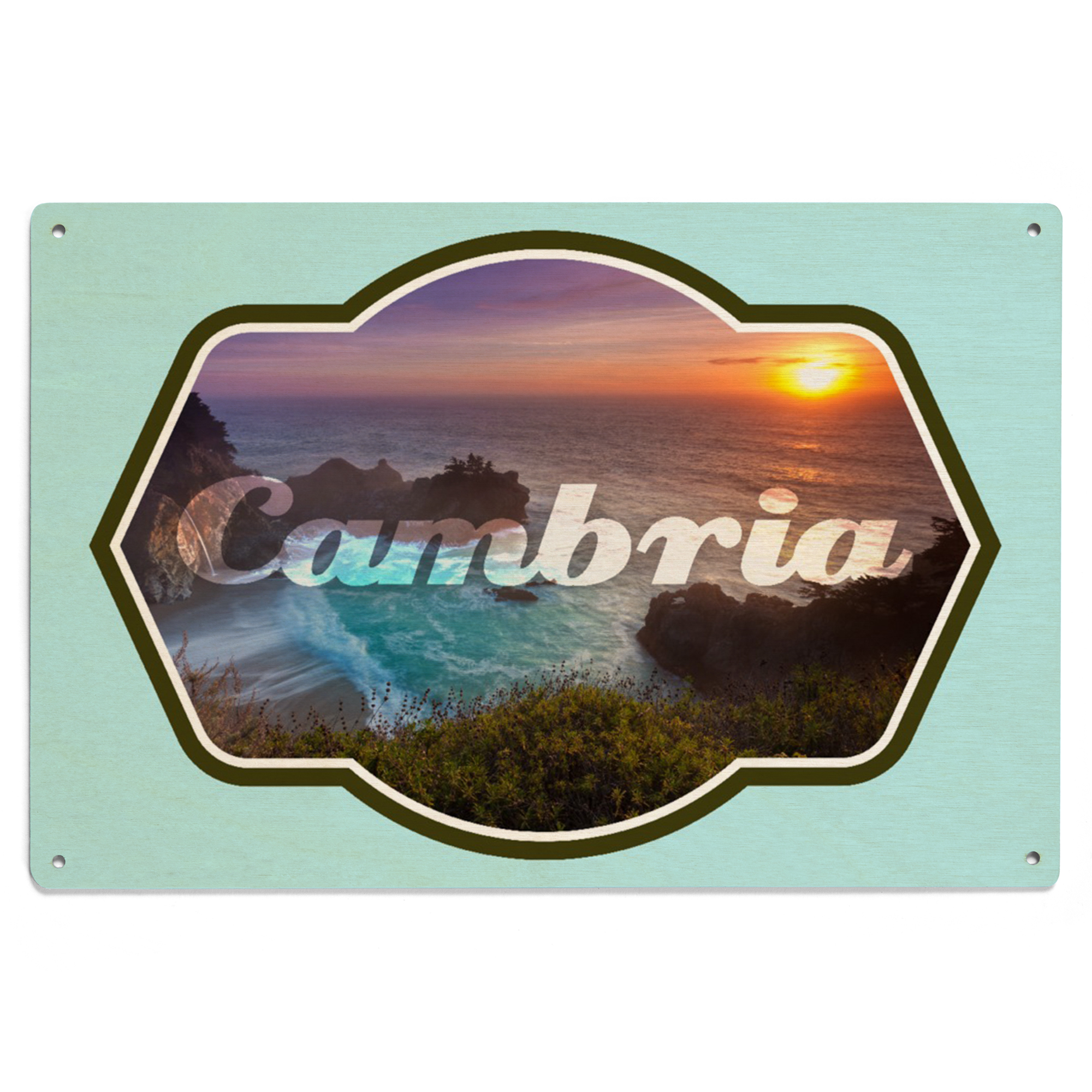 Cambria, California, McWay Cove, Contour Birch Wood Wall Sign (6x9 ...
