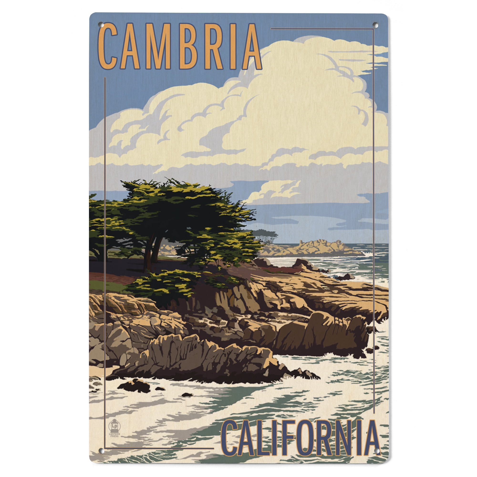 Cambria, California, Rocky Shore Birch Wood Wall Sign (6x9 Rustic Home ...
