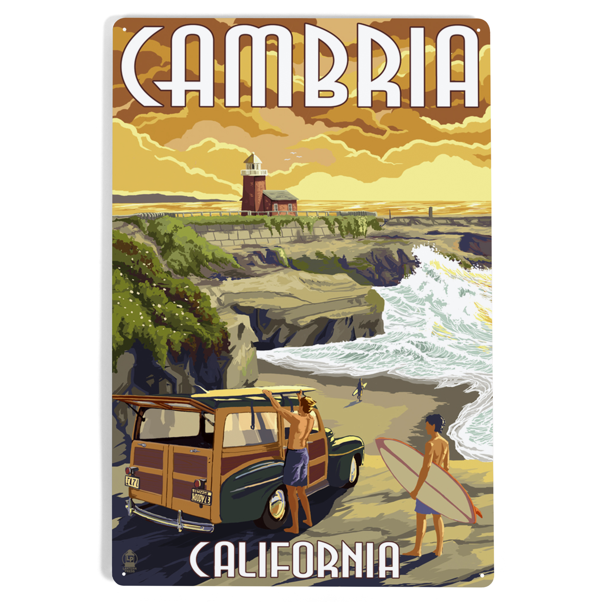 Cambria, California, Woody and Lighthouse (12x18 Aluminum Art, Indoor ...
