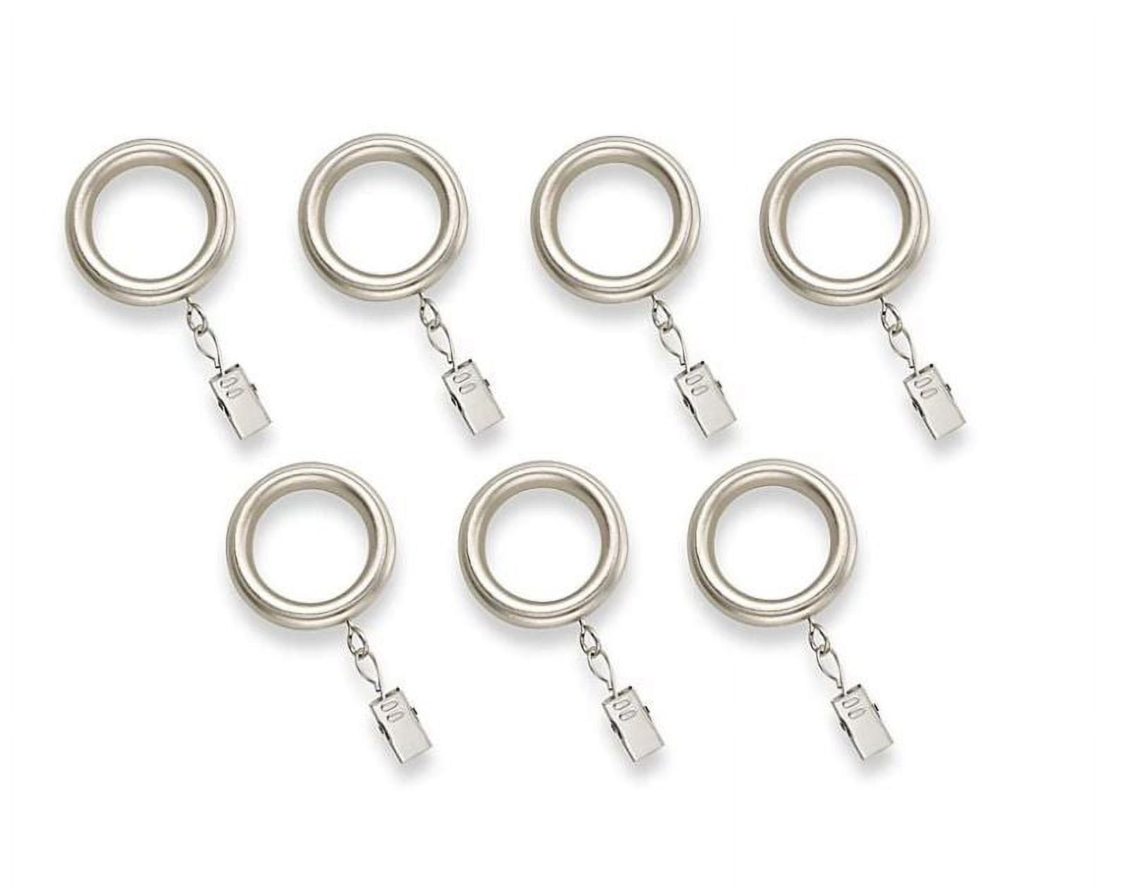 Cambria Casuals Drapery Clip Rings 1 1/4 in in Brushed Nickel, Set of 7