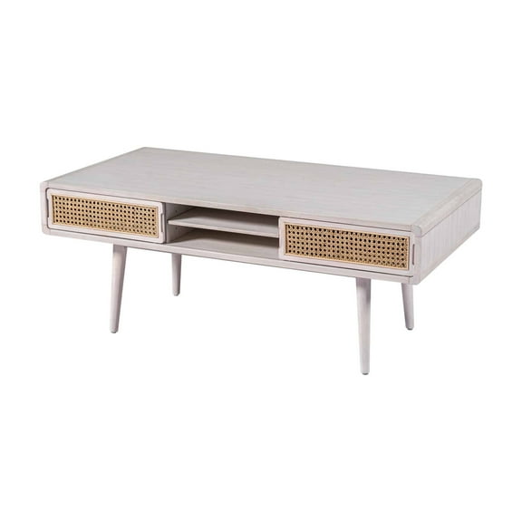 Cambria Coffee Table - Zebrano Whitewash/Natural Cane