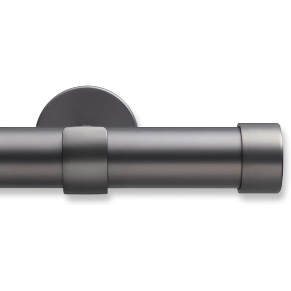 Cambria Designer Series - Premium 7 foot Custom Curtain Rod - 1-1/8 inch Large Diameter - Non-Adjustable for a Seamless Look - Premium Designer Brackets and End Caps - Matte Graphite Finish