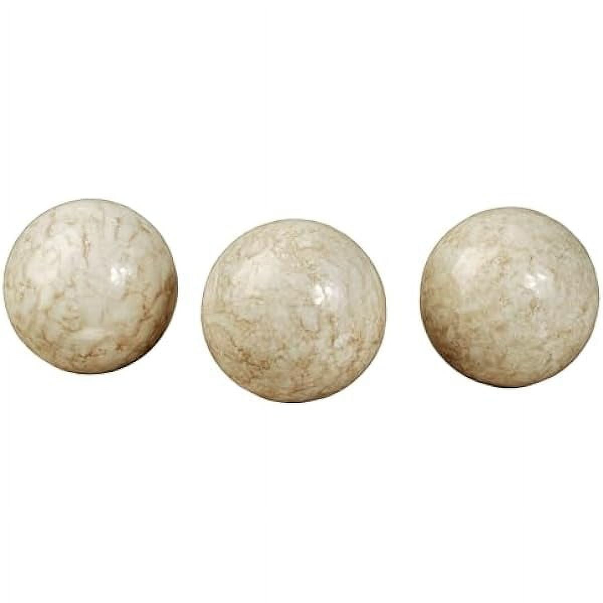 Cambria Ivory Beige Marbled Orbs Sphere Balls 4 inches diameter for Centerpiece Bowl and Tray Displays Set of Three Orbs Only