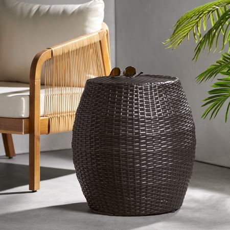 Cambria Outdoor Wicker 14 Inch Side Table, Multibrown