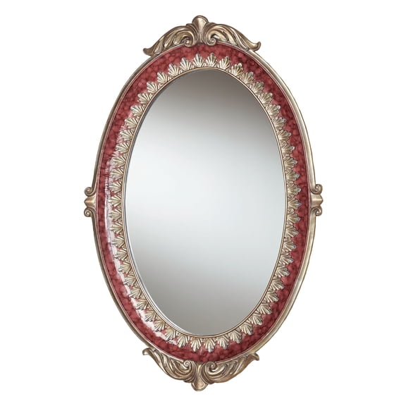 Cambria Oval Wall Mirror, Handpainted Marbled Cinnabar & Gold, Vertically or Horizontally