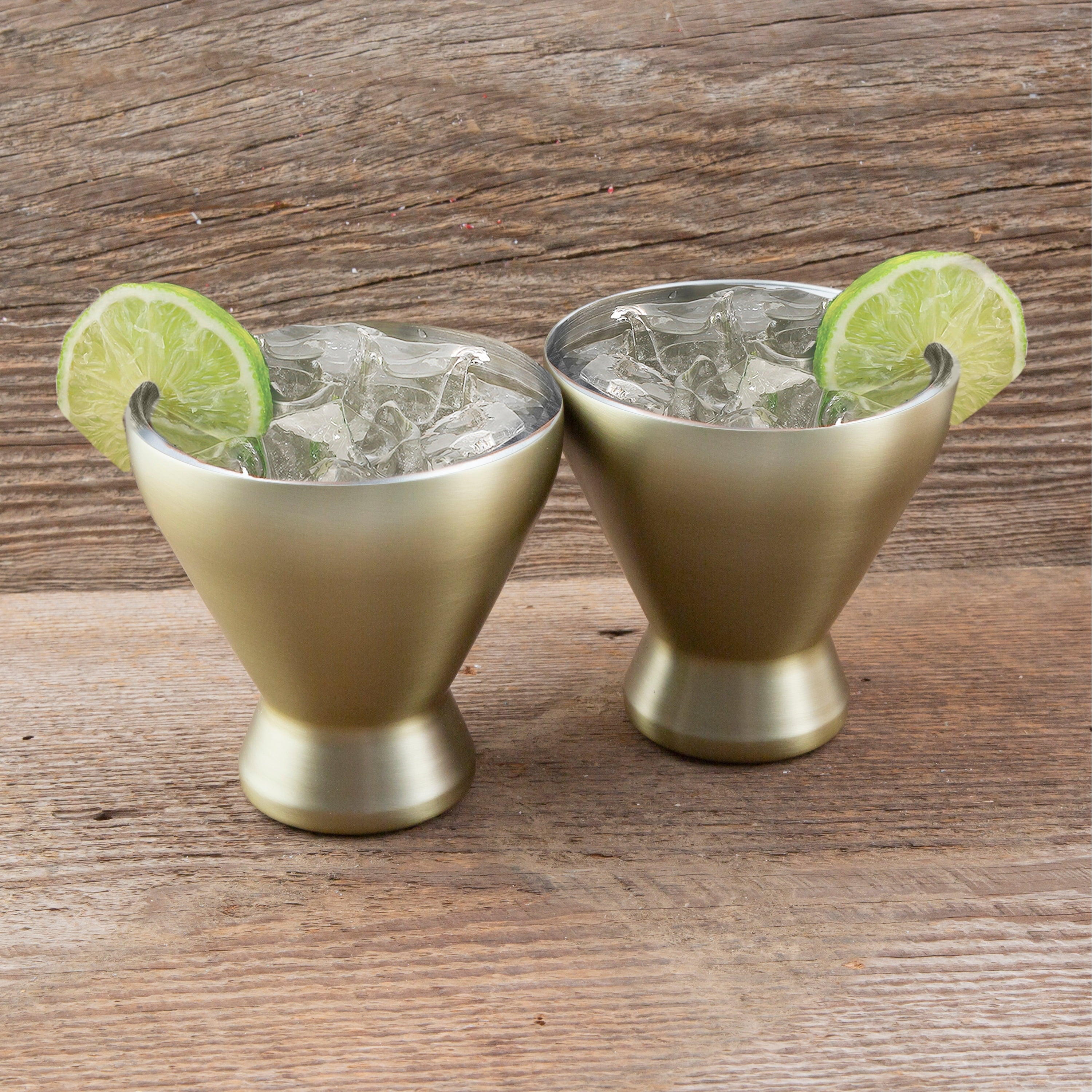 Gold Stainless Steel Insulated Cocktail Tumblers Set of 2