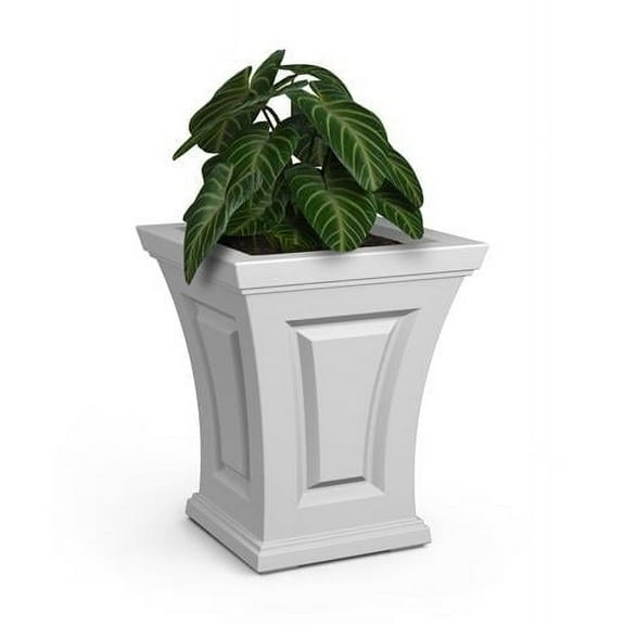 Mayne Cambridge 15"x 15"x 18" Tall Square White Self-Watering Polyethylene Planter