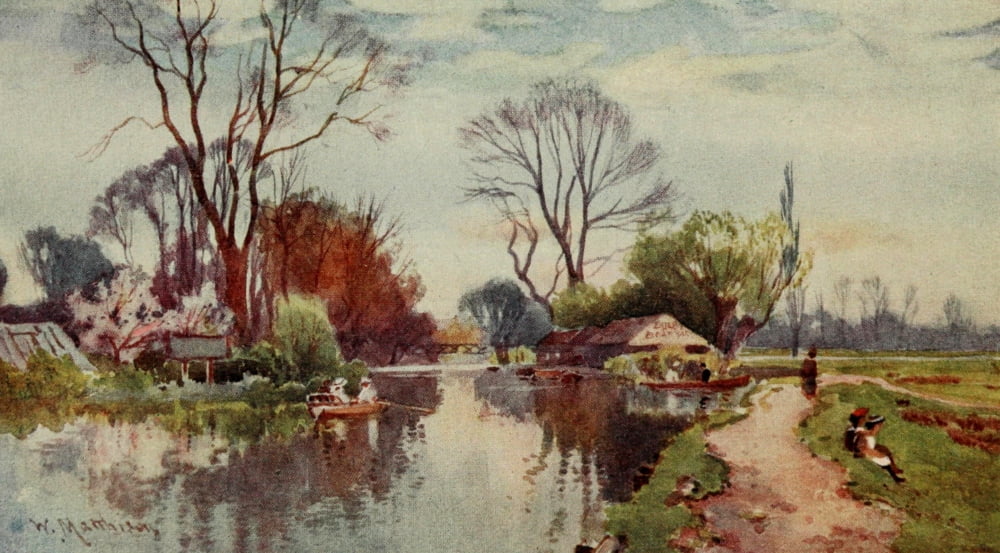 Cambridge 1907 Boathouse on Robinson Crusoes Island Canvas Art - William Matthison (24 x 36)