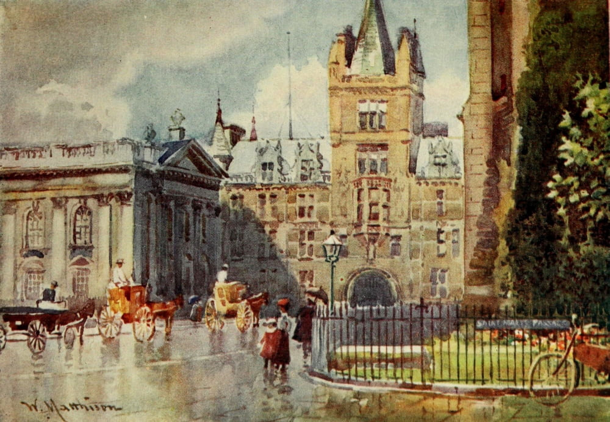 Cambridge 1907 Caius college & Senate house Canvas Art - William Matthison (18 x 24)