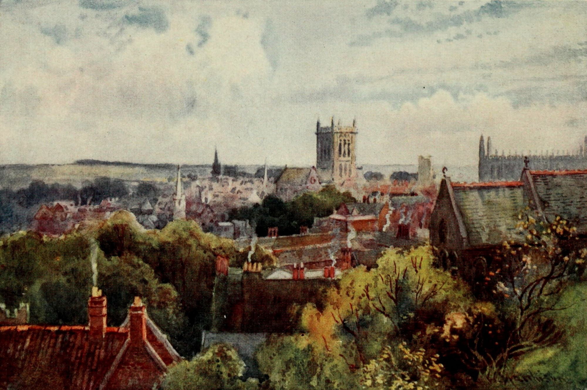 Cambridge 1907 Cambridge from Castle St Canvas Art - William Matthison (24 x 36)
