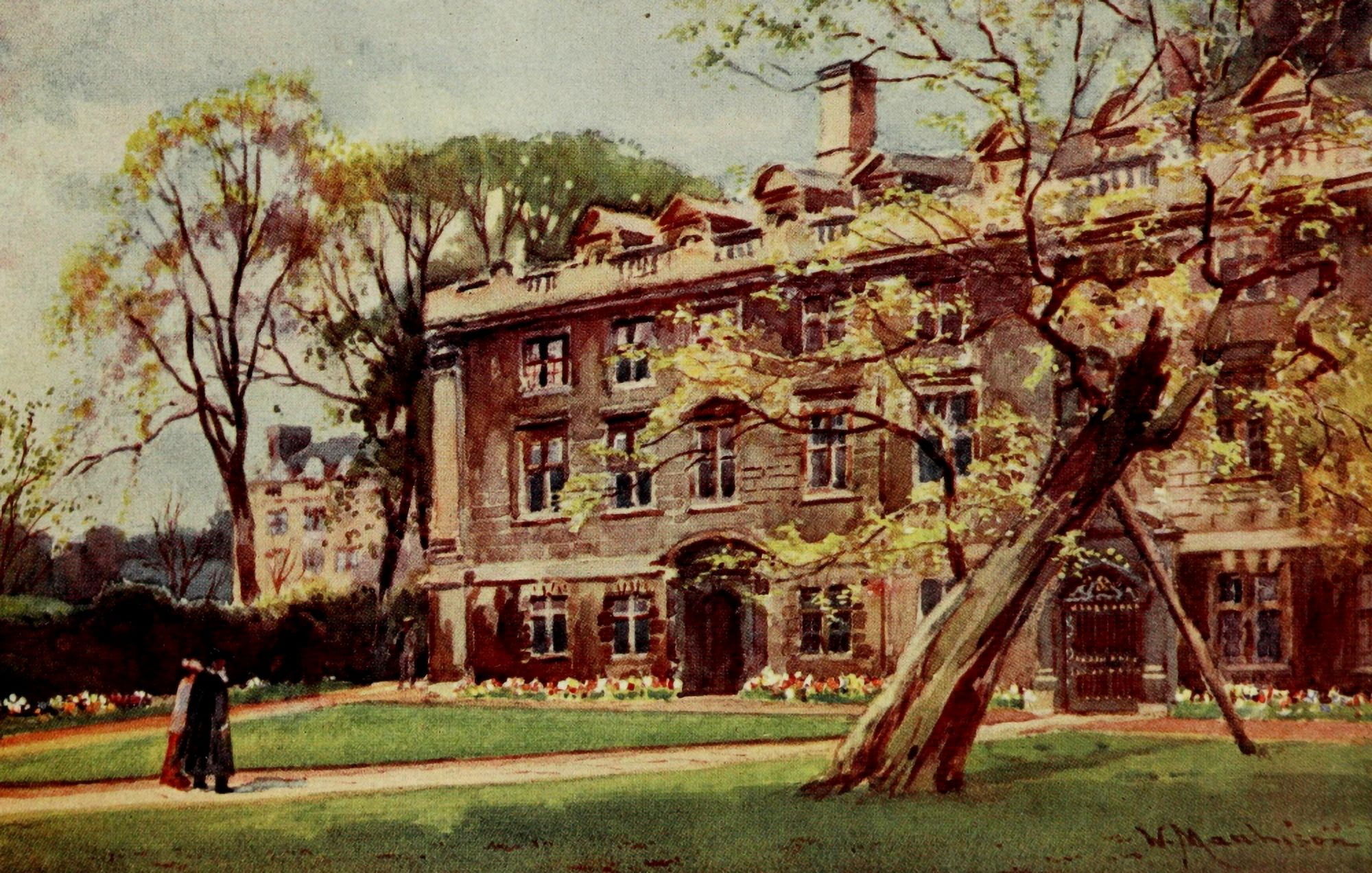 Cambridge 1907 Christs college Fellows building Canvas Art - William Matthison (18 x 24)