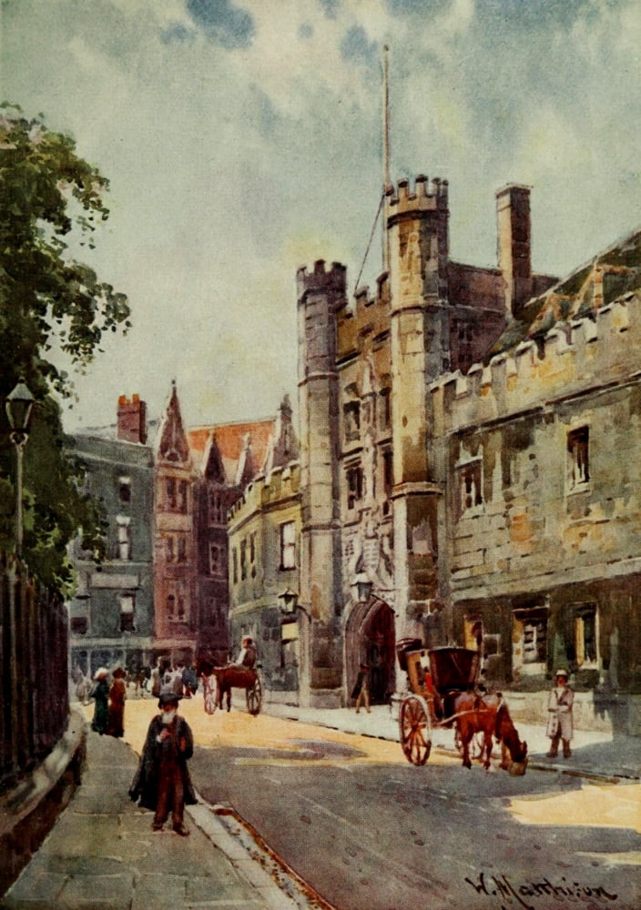 Cambridge 1907 Christs college gateway Canvas Art - William Matthison (24 x 36)