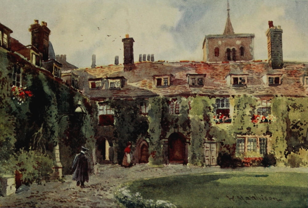 Cambridge 1907 Corpus Christi college old court Canvas Art - William Matthison (24 x 36)