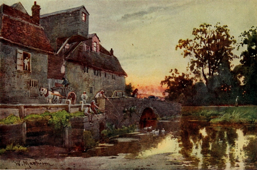Cambridge 1907 Grantchester Mill Canvas Art - William Matthison (24 x 36)