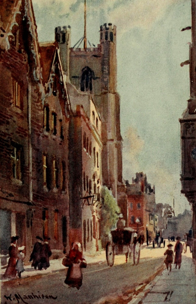 Cambridge 1907 Great St Marys from Trinity St Canvas Art - William Matthison (18 x 24)