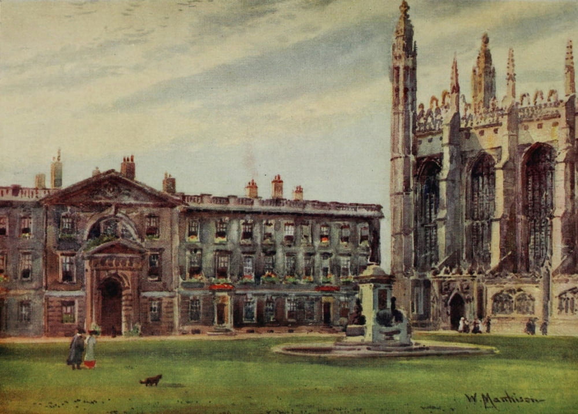 Cambridge 1907 Kings college Chapel & Fellows buildings Canvas Art - William Matthison (24 x 36)