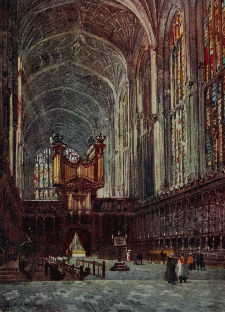 Cambridge 1907 Kings college chapel interior Canvas Art - William Matthison (18 x 24)