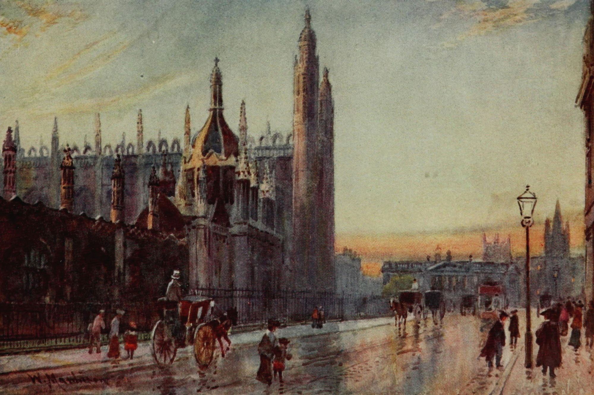 Cambridge 1907 Kings college gateway & chapel Canvas Art - William Matthison (18 x 24)