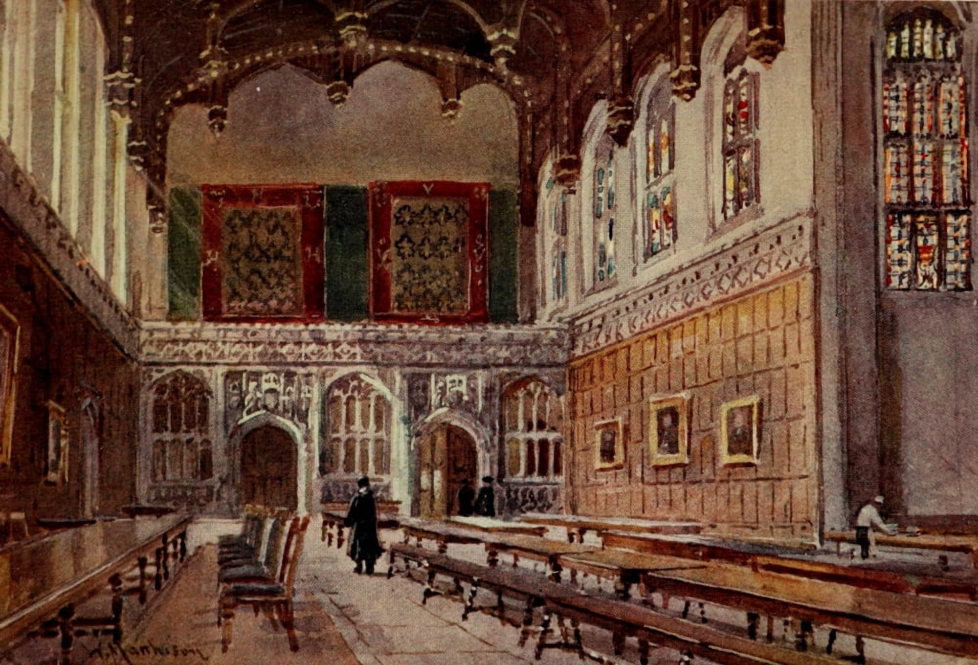Cambridge 1907 Kings college hall Canvas Art - William Matthison (18 x 24)