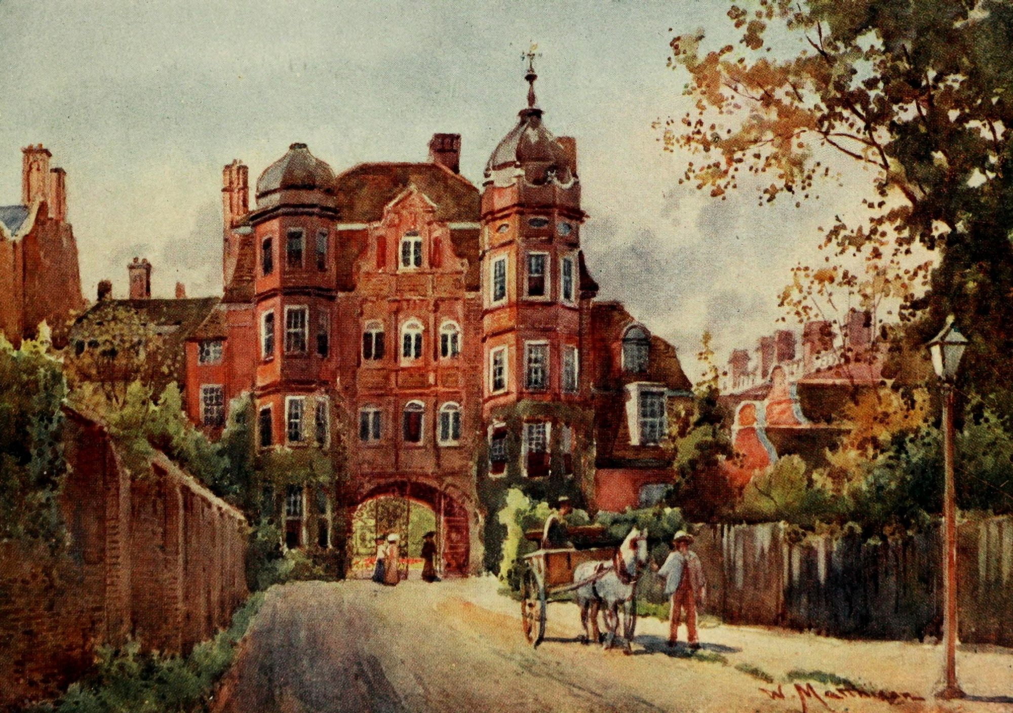Cambridge 1907 Newnham college gateway Canvas Art - William Matthison (18 x 24)