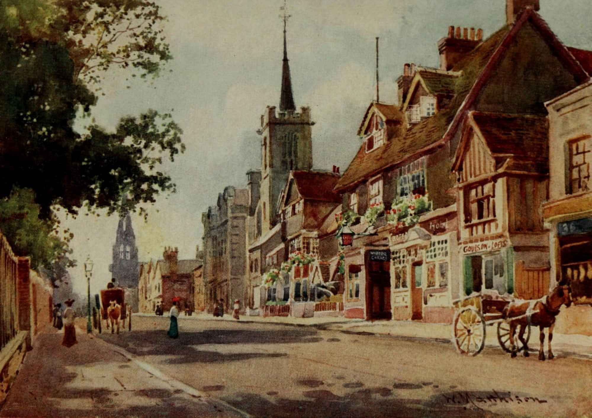 Cambridge 1907 Old Castle Inn Canvas Art - William Matthison (18 x 24)