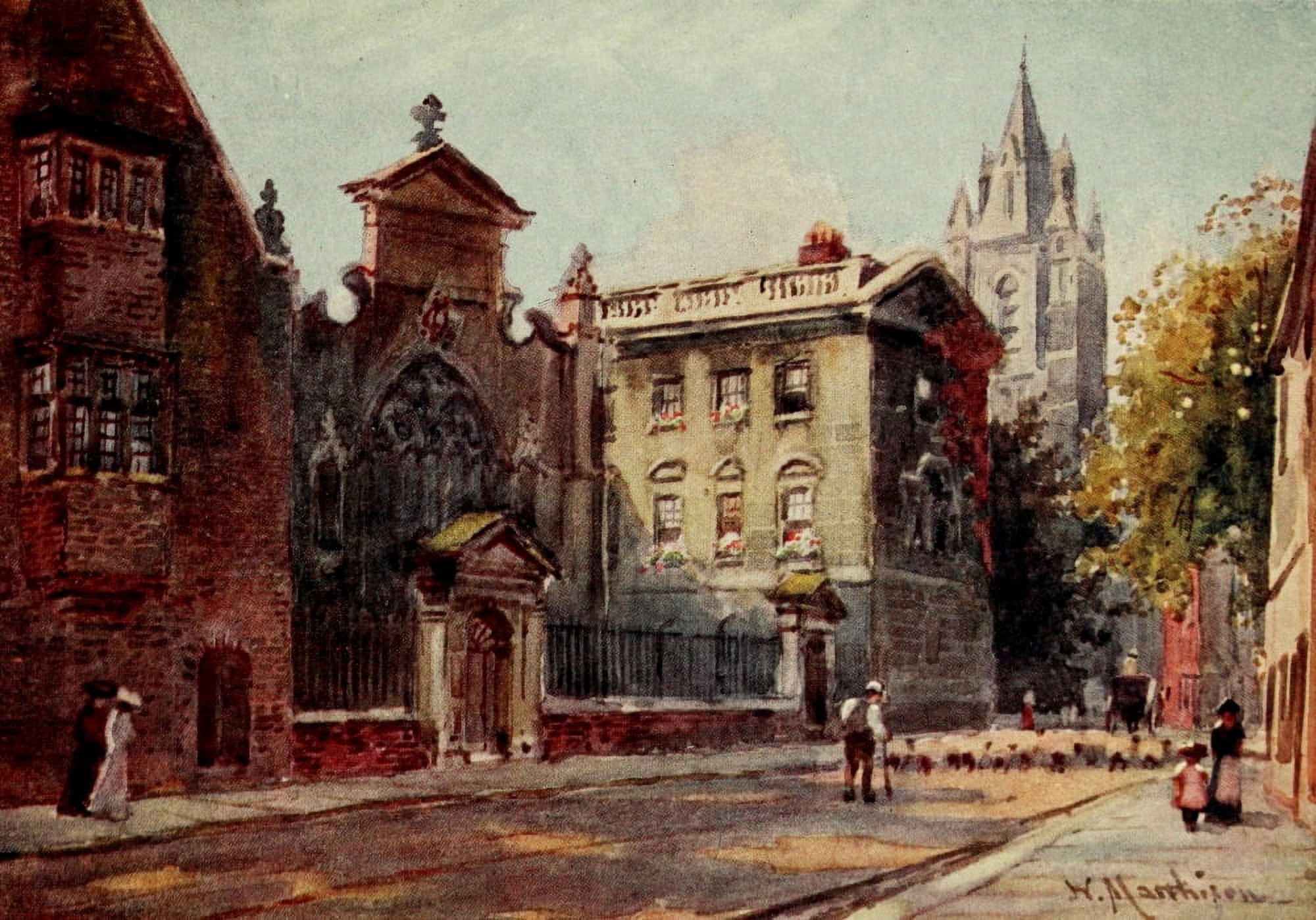 Cambridge 1907 Peterhouse from street Canvas Art - William Matthison (18 x 24)
