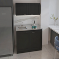 thumbnail image 1 of Cambridge 2-Piece Manufactured Wood Storage Cabinet Set - Black Wengue for Kitchen & Home, 1 of 9
