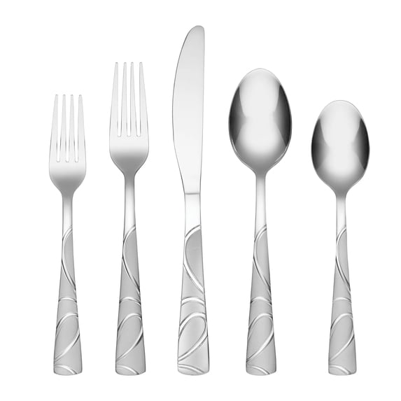 Cambridge 20-Piece Sandblast Stainless Steel with Sleek Chrome Ribbon Accents Handle (Service for 4)