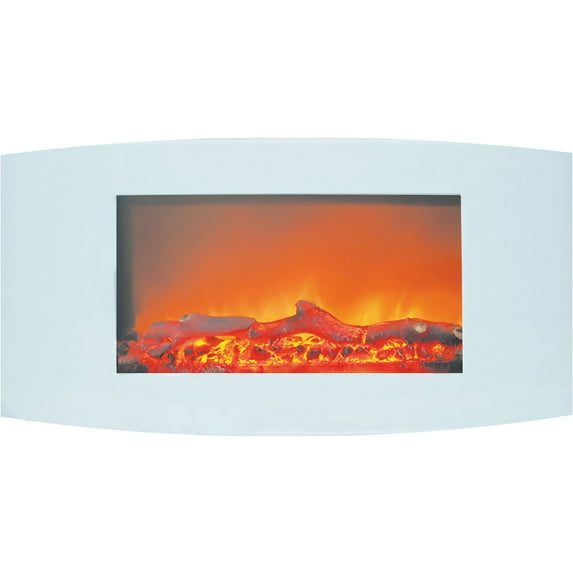 Cambridge 35-in. White Indoor Wall Mount Electric Fireplace with Log Display
