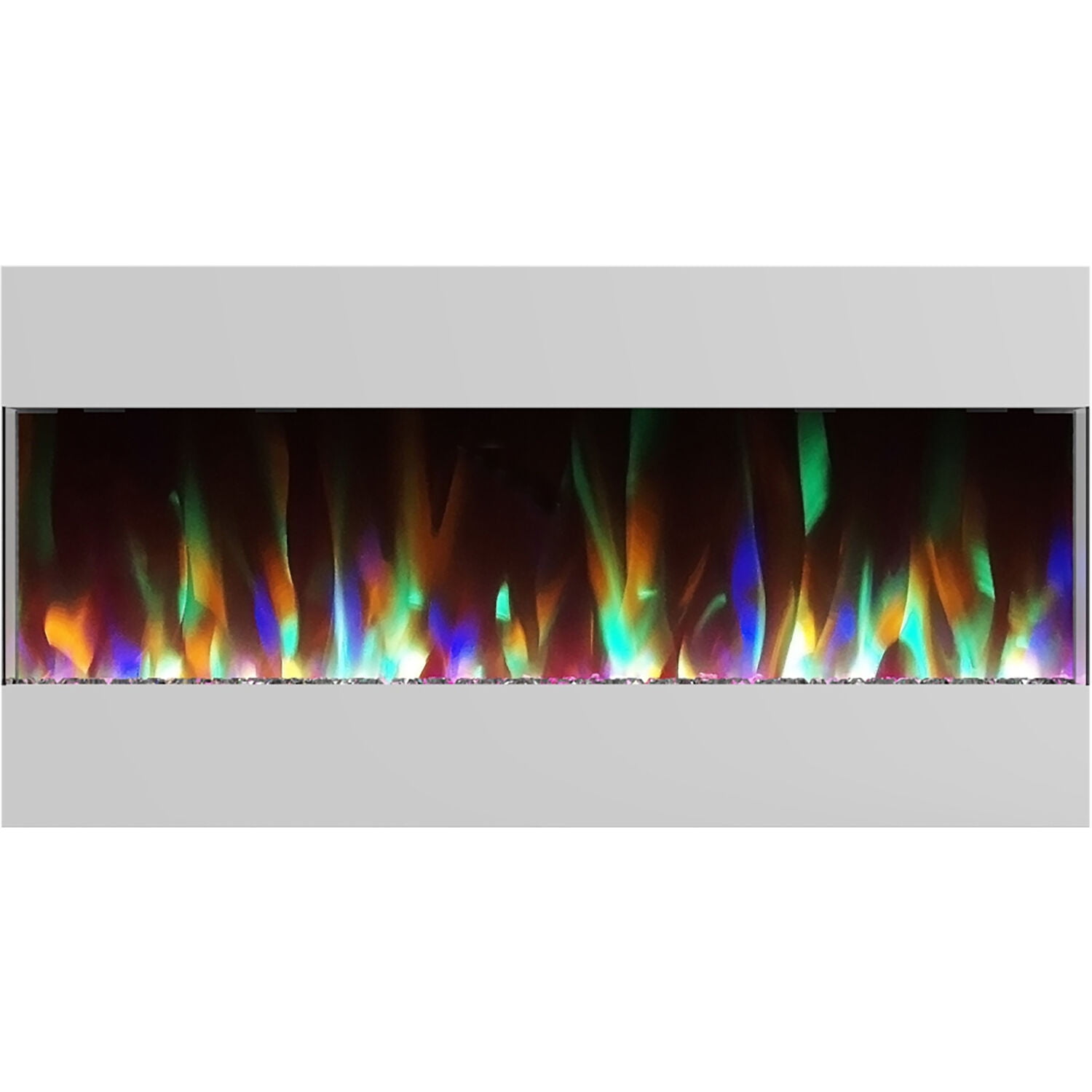 Cambridge 42 In. Recessed Electric Wall Mounted Fireplace Heater with Multi-color Flame Crystal Rock Display, Adjustable Heat, Remote - CAM42RECWMEF-1WHT