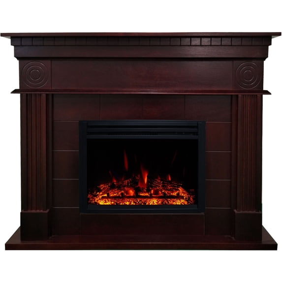 Cambridge 47.8-in. Shelby Electric Fireplace Mantel with Deep Log Insert, Mahogany