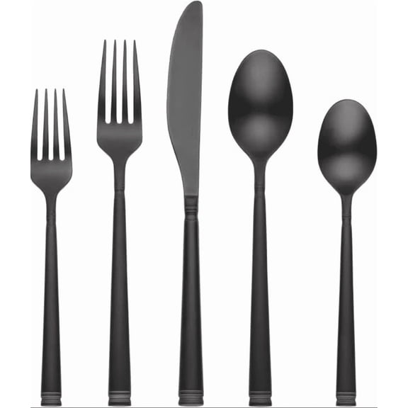 Cambridge 510020CPG12DS Emmy Black Satin 20-Piece Flatware Set