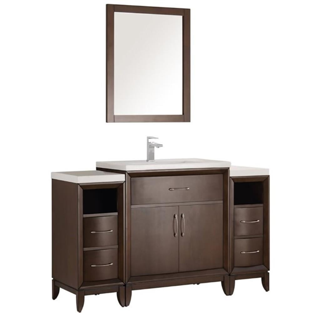Antique Coffee 54" Free-Standing Vanity Set with Mirror