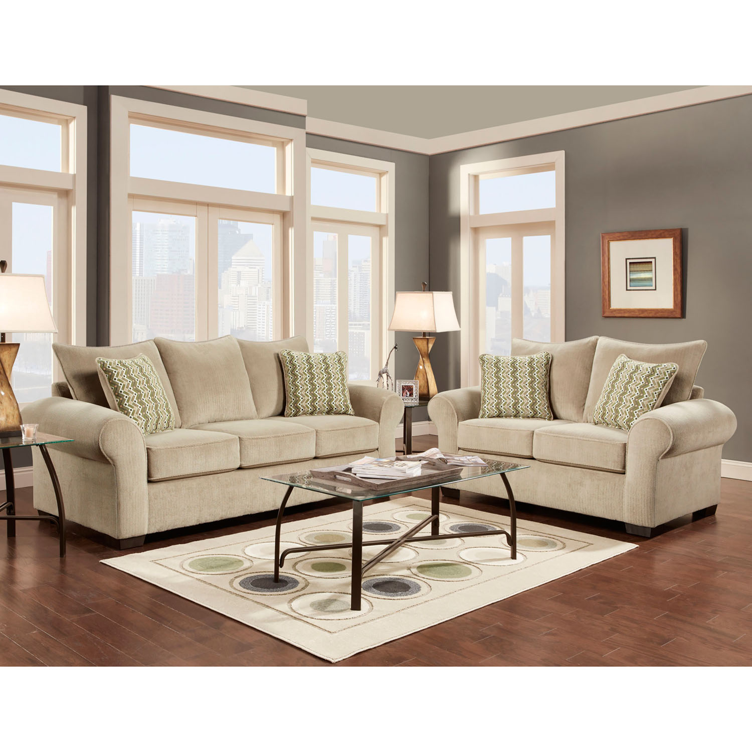 Cambridge Brandywine 2-Piece Set: Sofa and Loveseat in Tan - Walmart.com