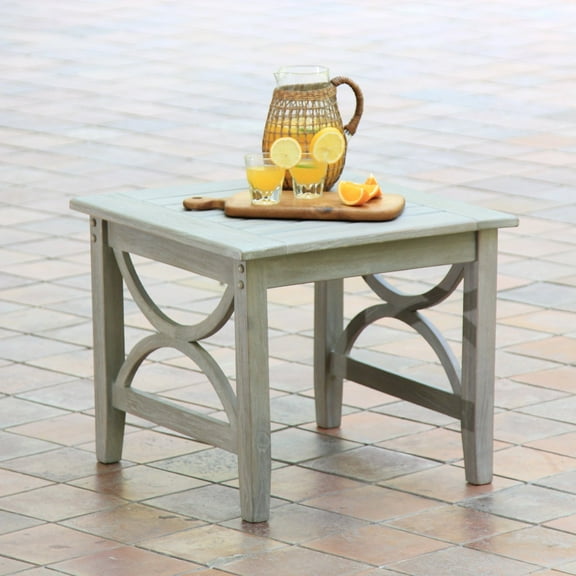 Cambridge Casual Abbington Teak Patio Square Side Table, Weathered Gray