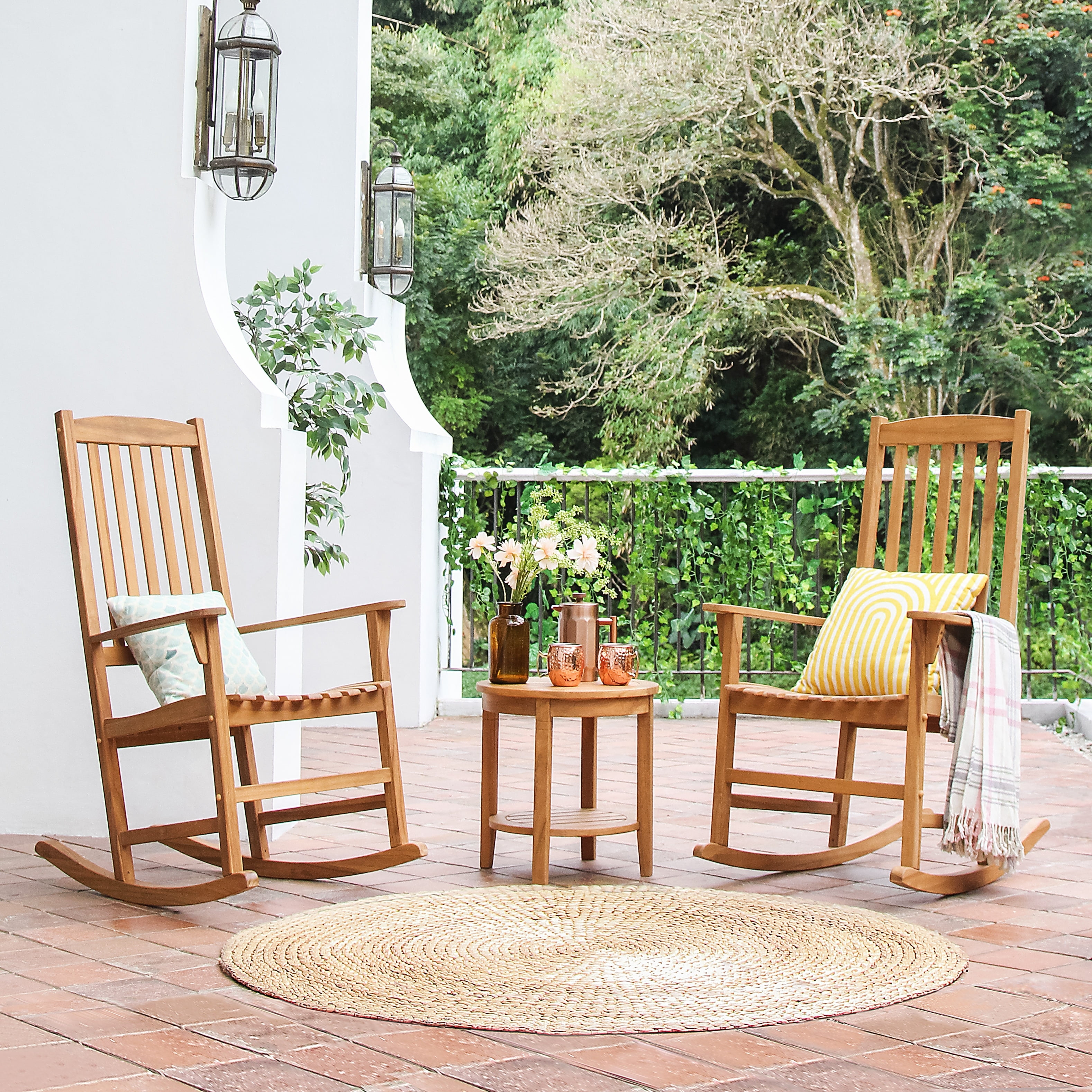 Cambridge Casual Alston 3-piece Teak Outdoor Rocking Chair Chat Set ...