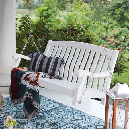 Cambridge Casual Bonn Hanging Wood Porch Swing - White