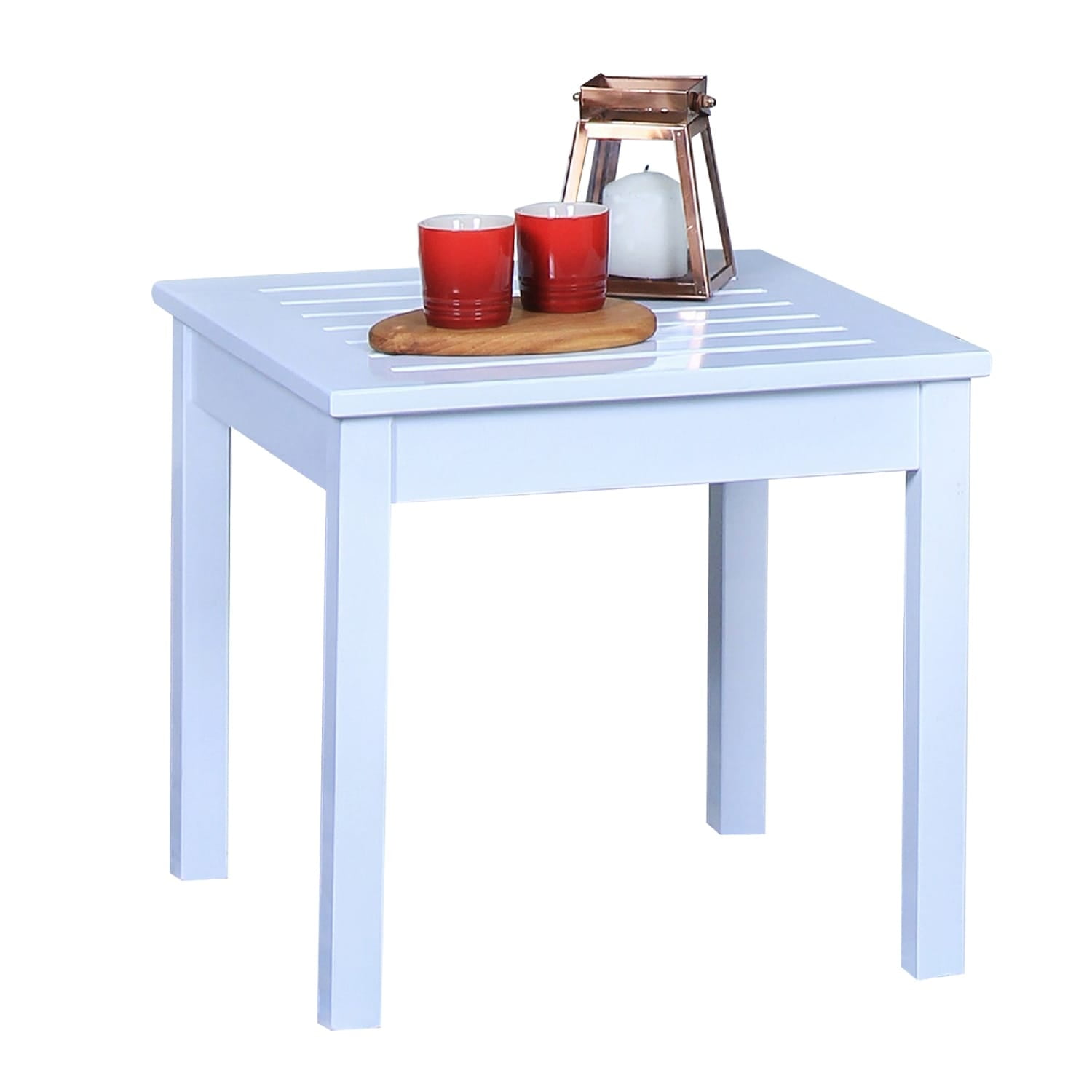 Dayton Square White Mahogany Outdoor Side Table