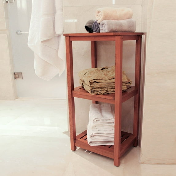 Cambridge Casual Dussi Teak Wood Bath 3-Shelves Cabinet Natural Brown