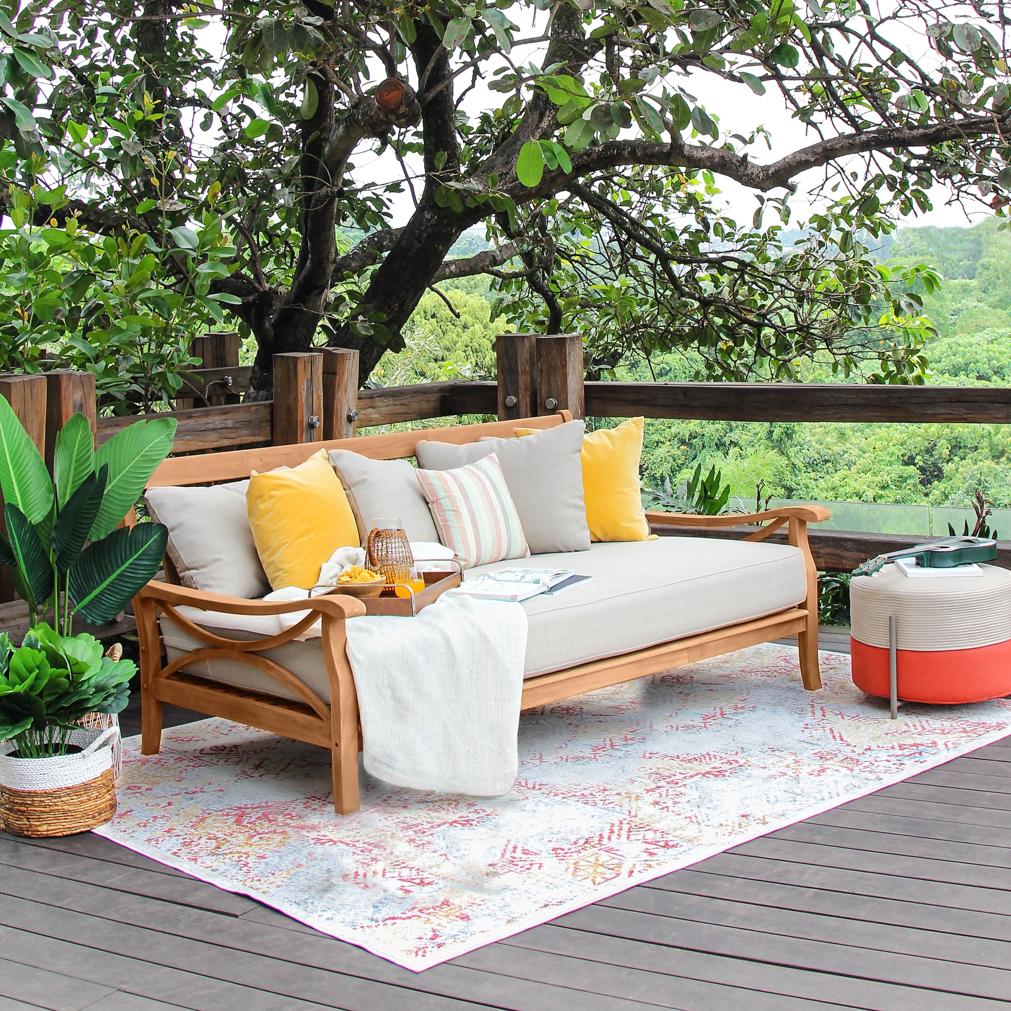 Cambridge Casual Lowell Teak Patio Daybed with Cushion
