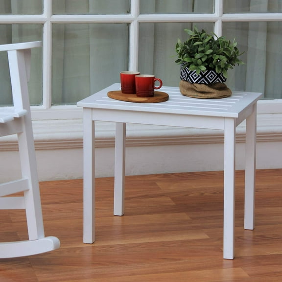 Cambridge Casual Monstay Wooden Square Side Table, Outdoor White End Table