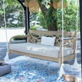 thumbnail image 1 of Cambridge Casual  Renley Wood Outdoor Porch Swing Daybed with Cushion Lime Wash/Oyster Cushion, 1 of 5